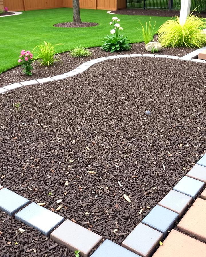 Mulch Patio with Paver Borders