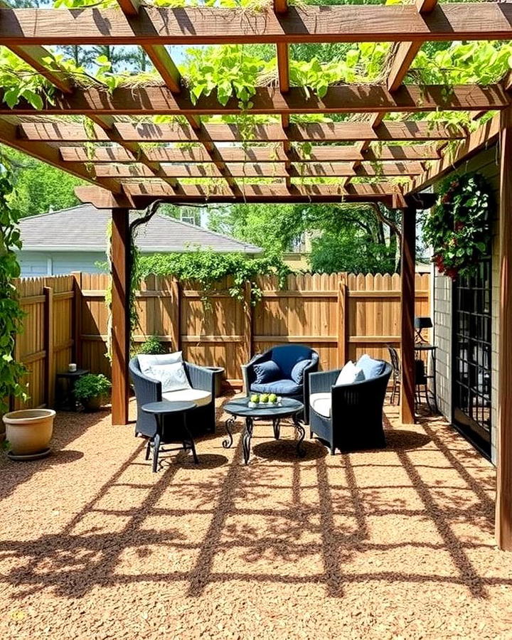 Mulch Patio with Pergola