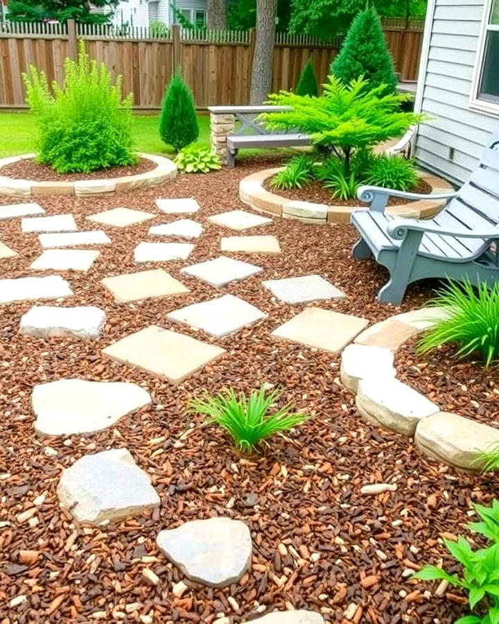 Mulch Patio with Stone Accents