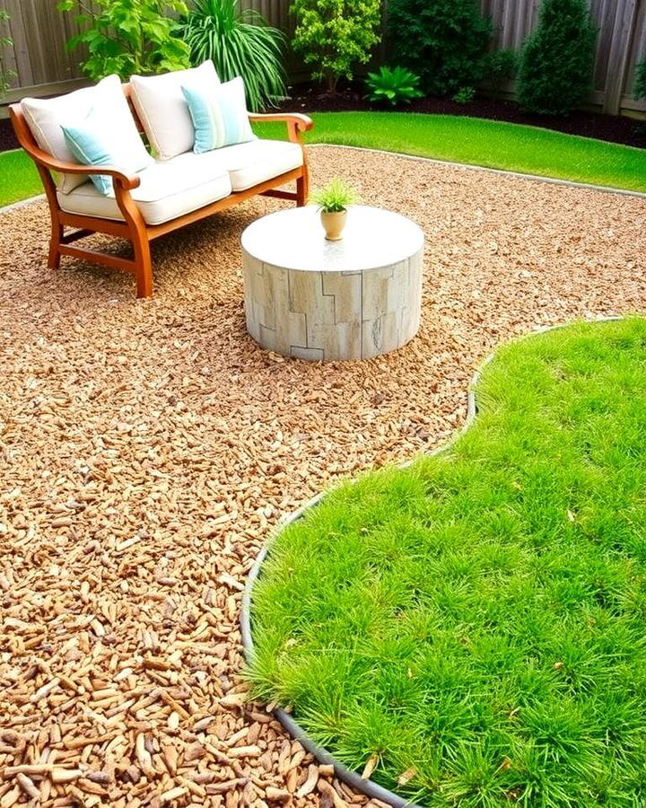 Mulch and Grass Combination Patio