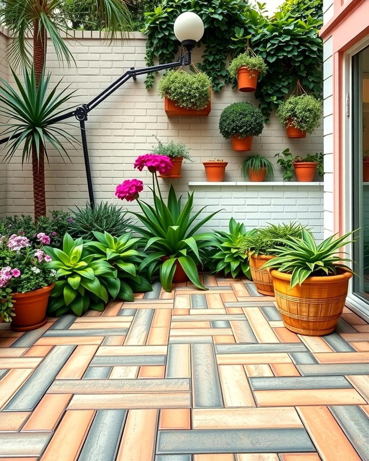 Multi Colored Brick Herringbone Design