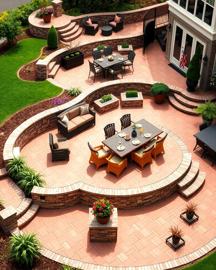 Multi Level Brick Patio Design