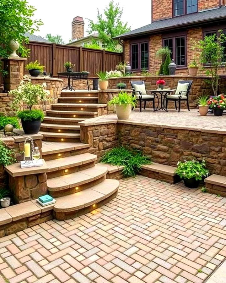 Multi Level Cobblestone Terrace