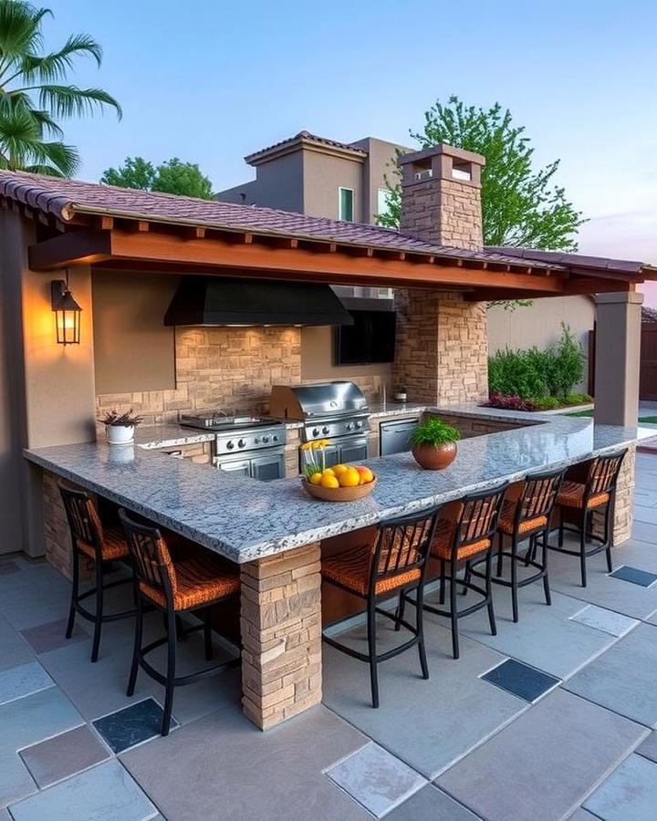 Multi Level Stucco Outdoor Kitchen