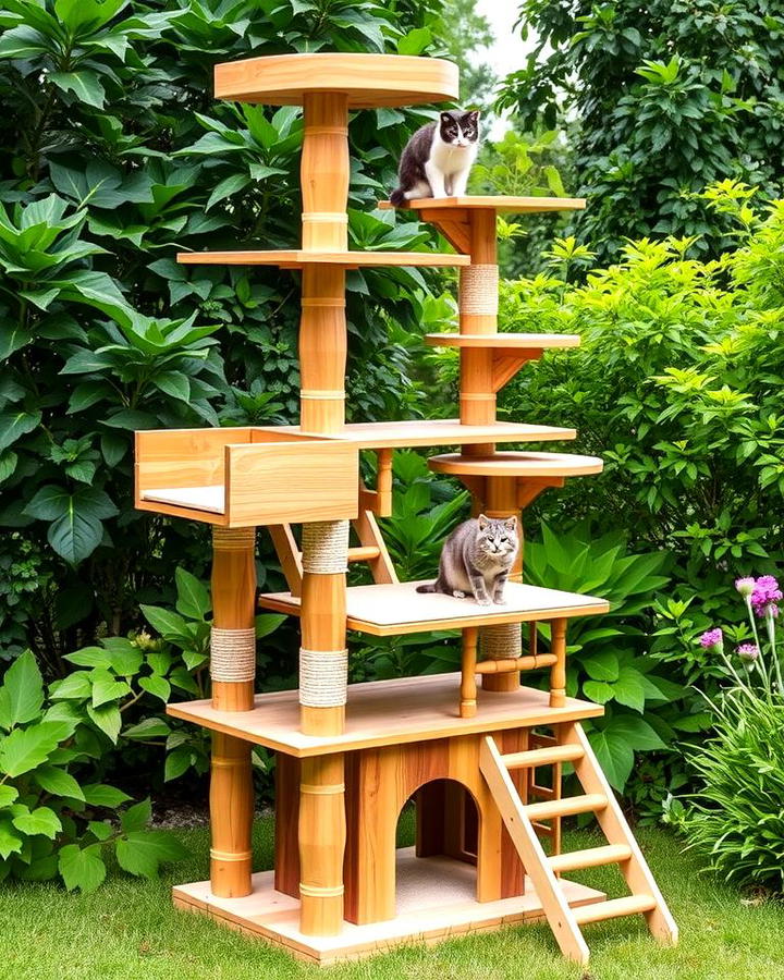 Multi Level Wooden Cat Tree