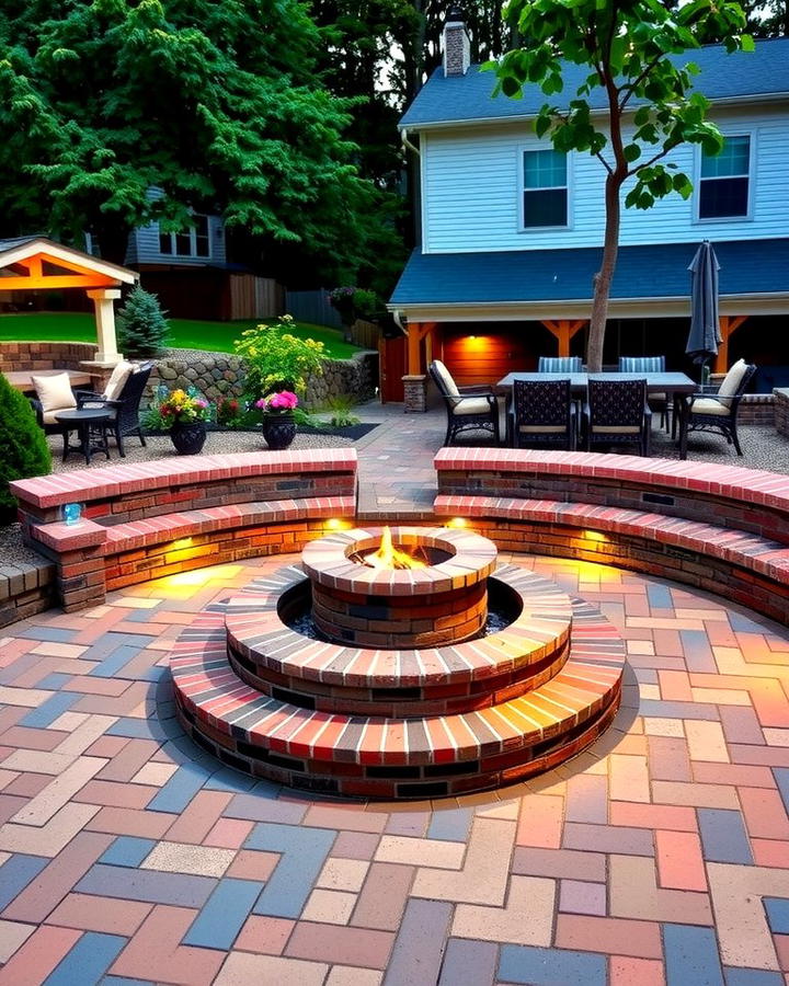 Multi Tiered Brick Fire Pit for Visual Interest