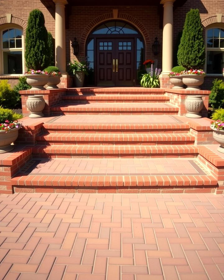 Multi Tiered Brick Steps for Larger Entrances