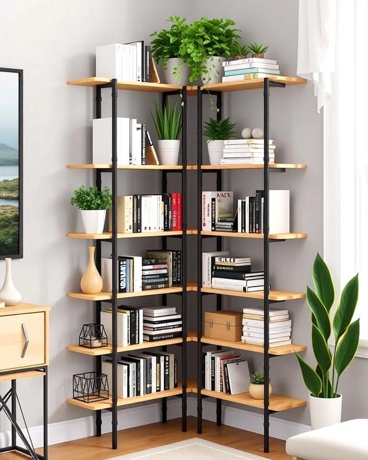 Multi Tiered Corner Bookshelves