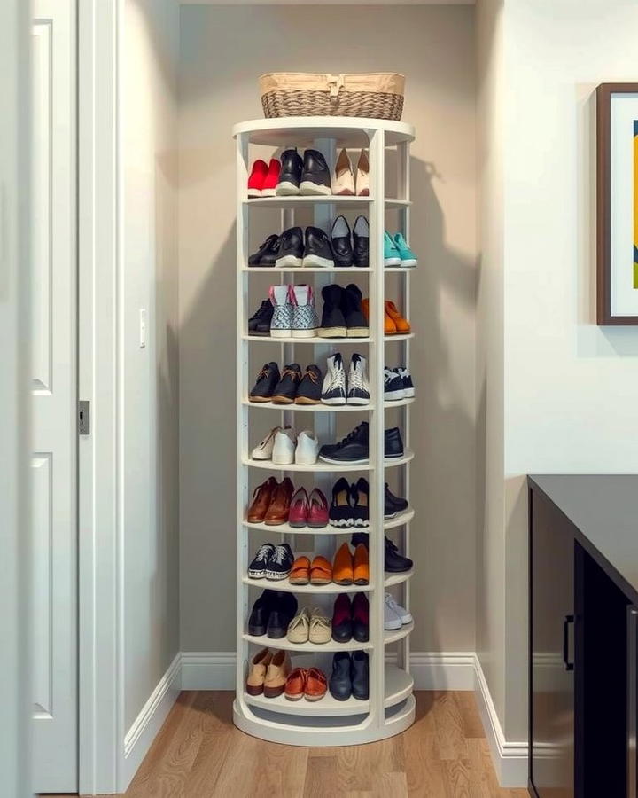 Multi Tiered Rotating Shoe Rack