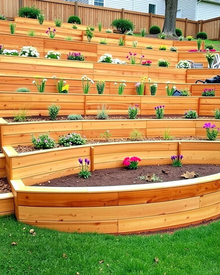 Multi Tiered Wooden Retaining Walls