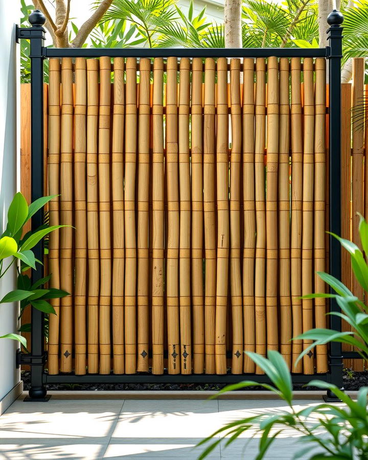 Natural Harmony with Bamboo Panels and Metal Supports