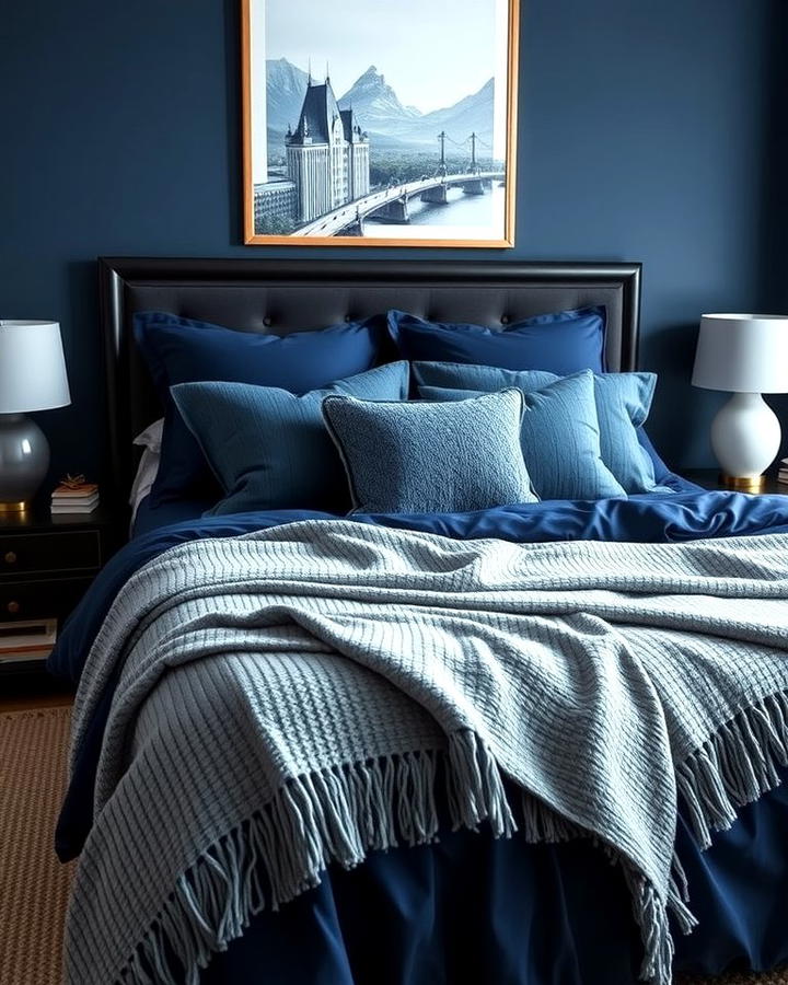 Navy Blue Bedding with Black Frames