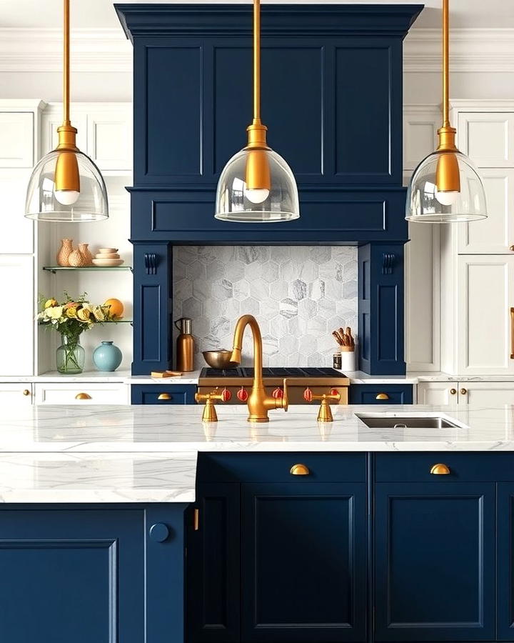 Navy Blue Islands with Brass Accents