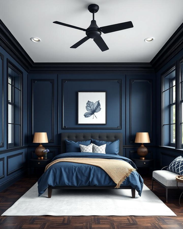 Navy Blue Walls with Black Trim