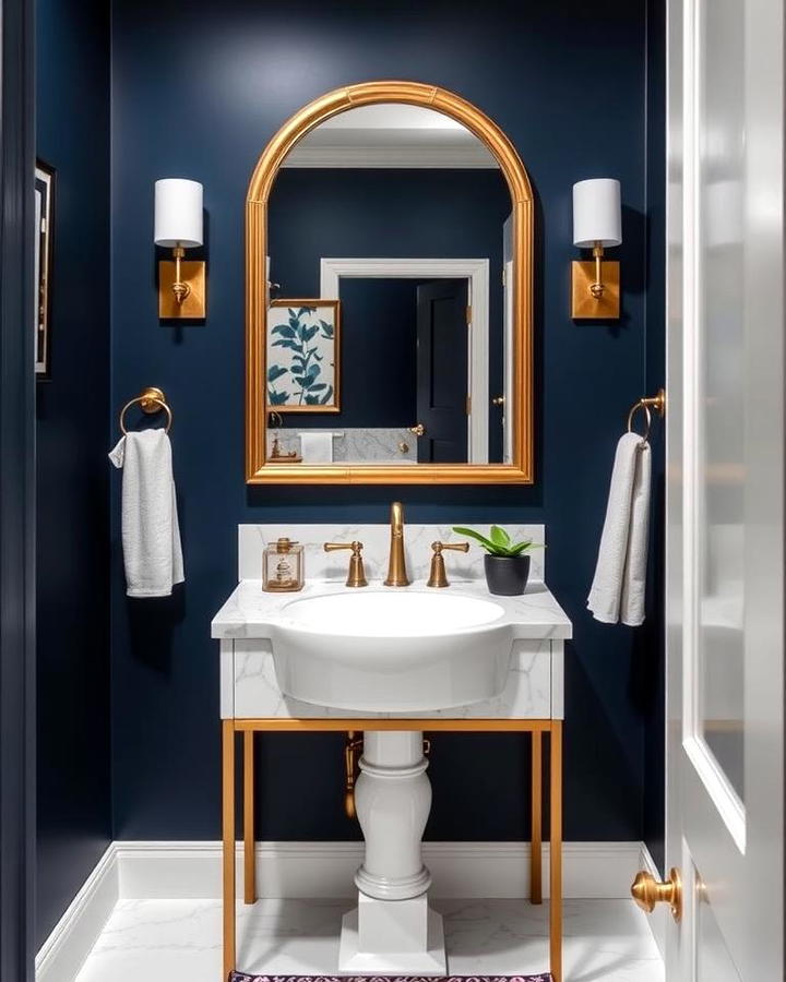 Navy Blue and Mirror Accents