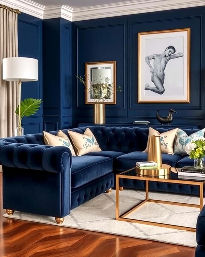 Navy Velvet Sofa