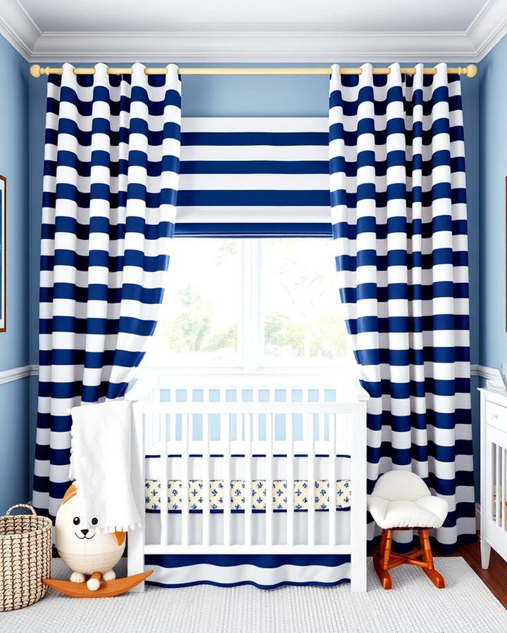 Navy and White Striped Curtains