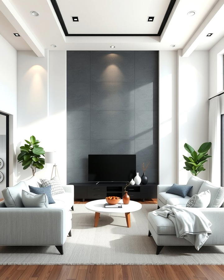 Neutral Grey and White Accent Walls