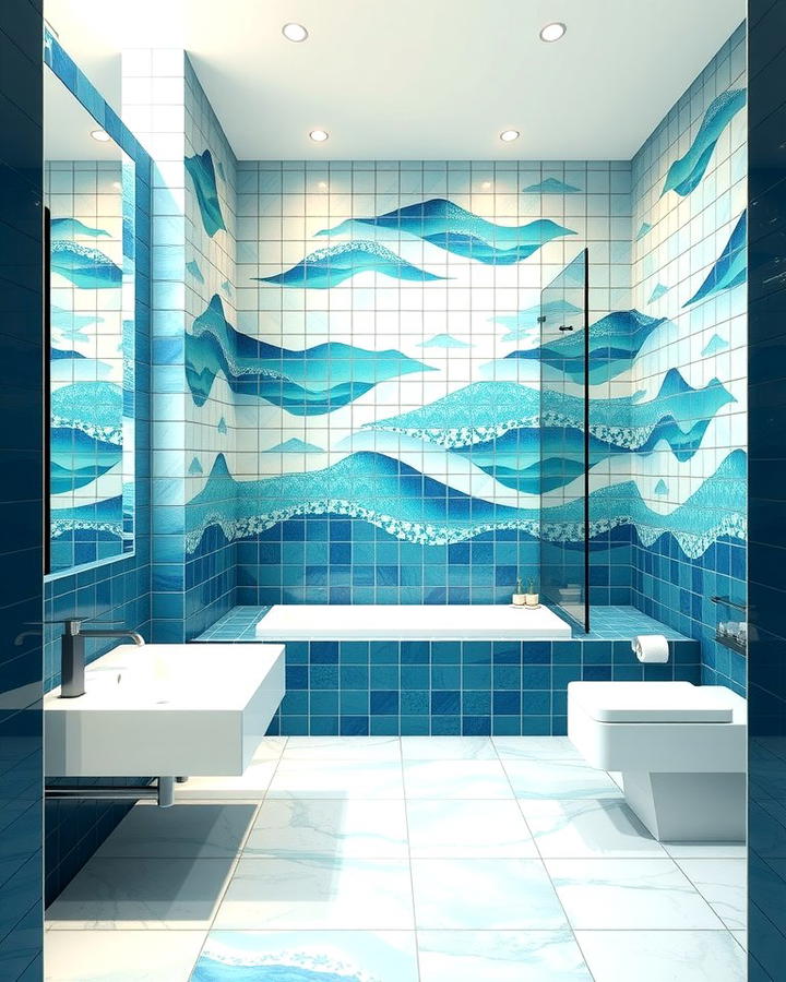 Ocean Hued Mosaic Tiles