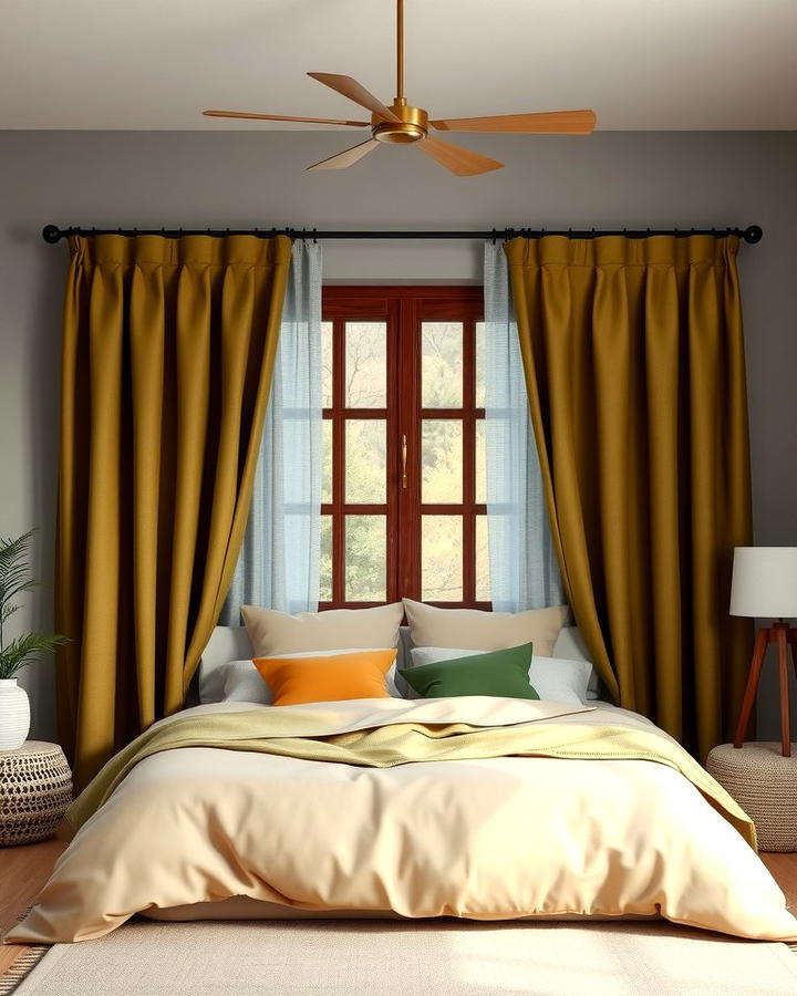 Olive Green Curtains with Grey Walls