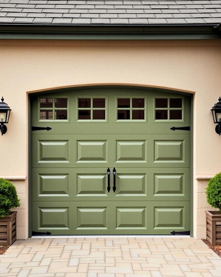 Olive Green Garage Door Idea