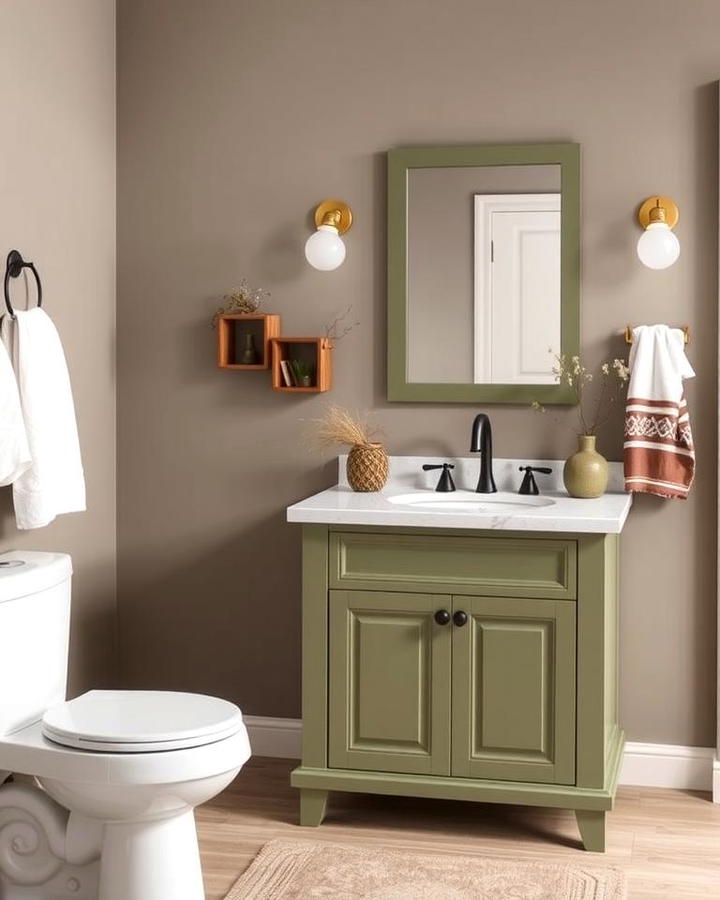 Olive Green Vanity for Subtle Elegance