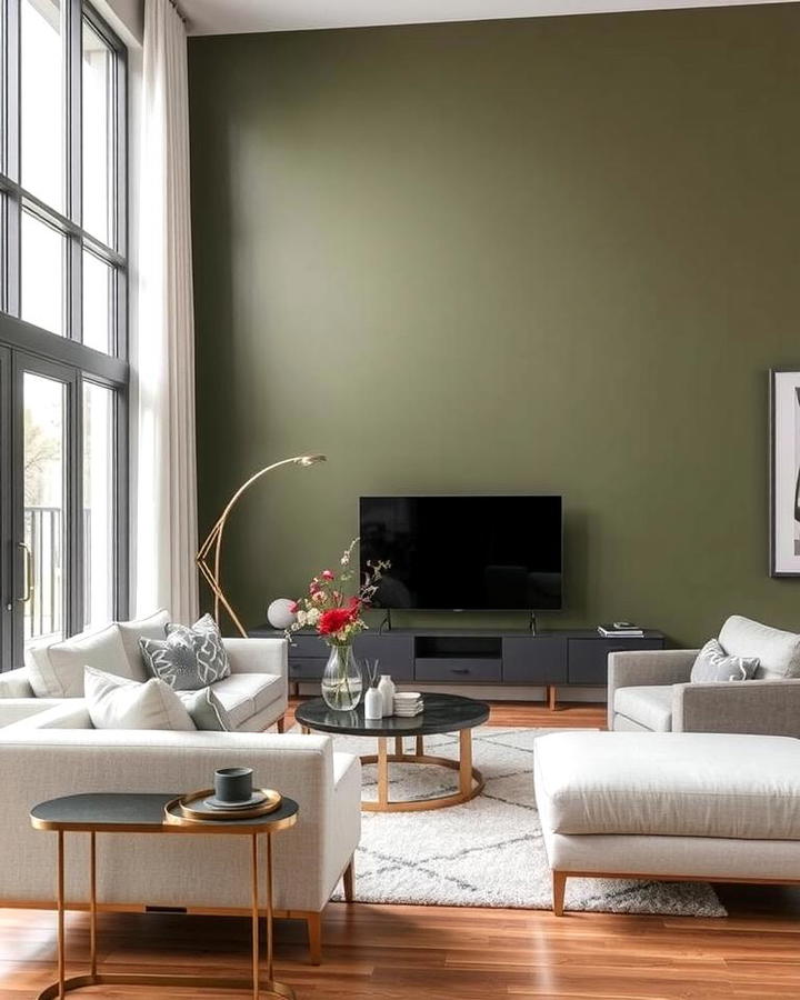Olive Green in a Modern Living Space
