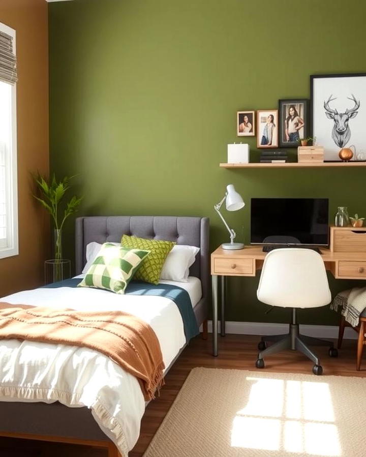 Olive Green in a Teenagers Room