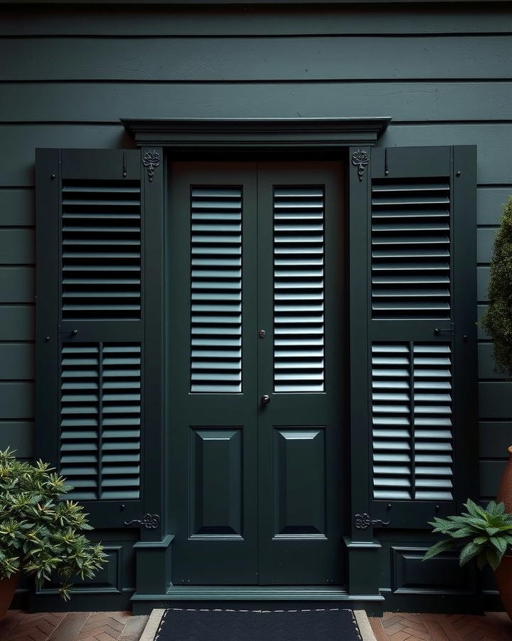 Olive Green with Black Shutters