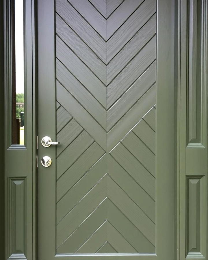 Olive Green with Chevron Patterns