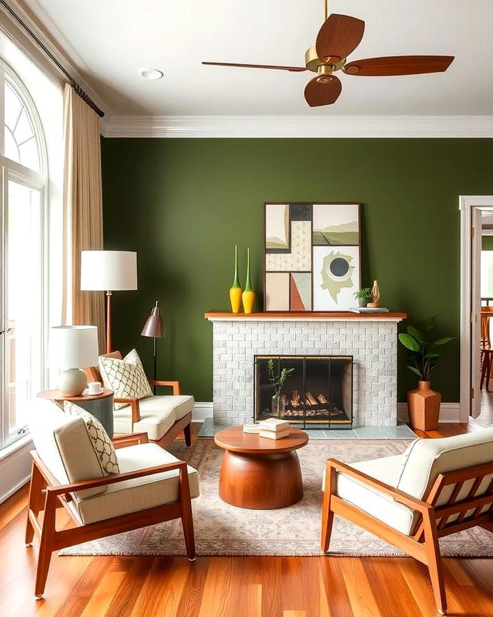 Olive Green with Mid Century Modern Style