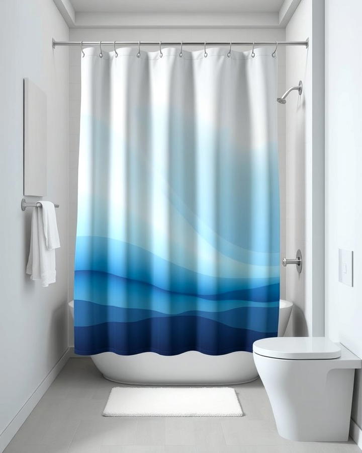 Ombre Shower Curtain in Blue and Gray