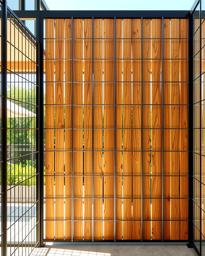 Open Air Design with Slatted Wood and Metal Grids