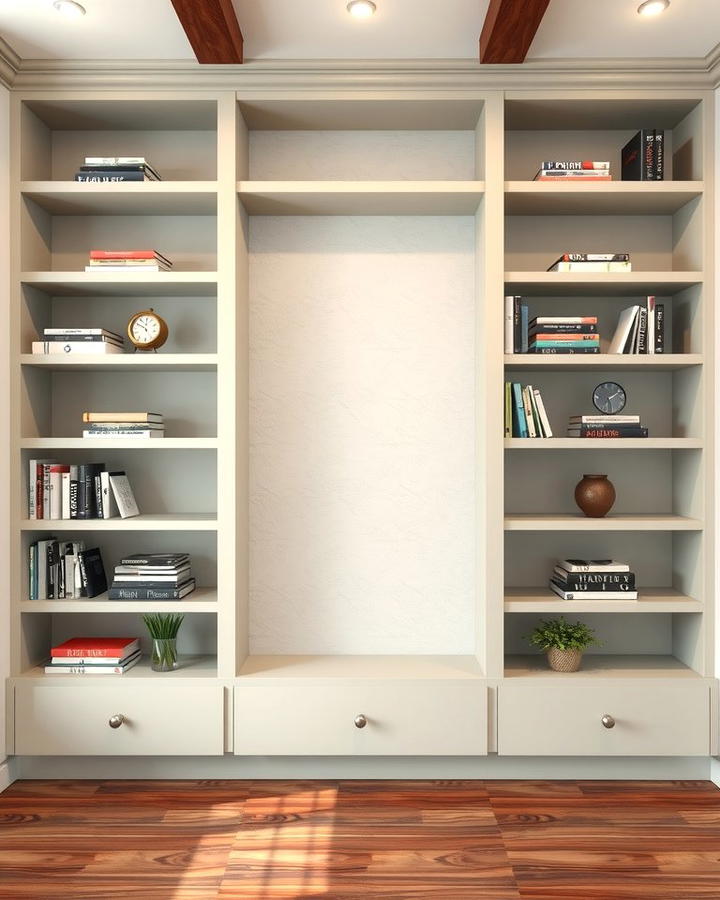 Open Back Built in Bookshelves