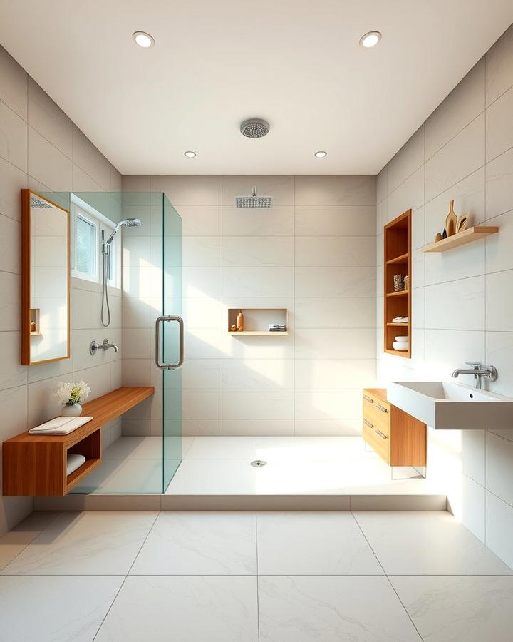 Open Concept Double Shower