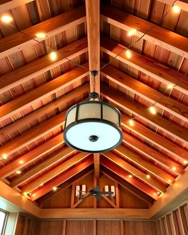 Open Rafters with String Lights