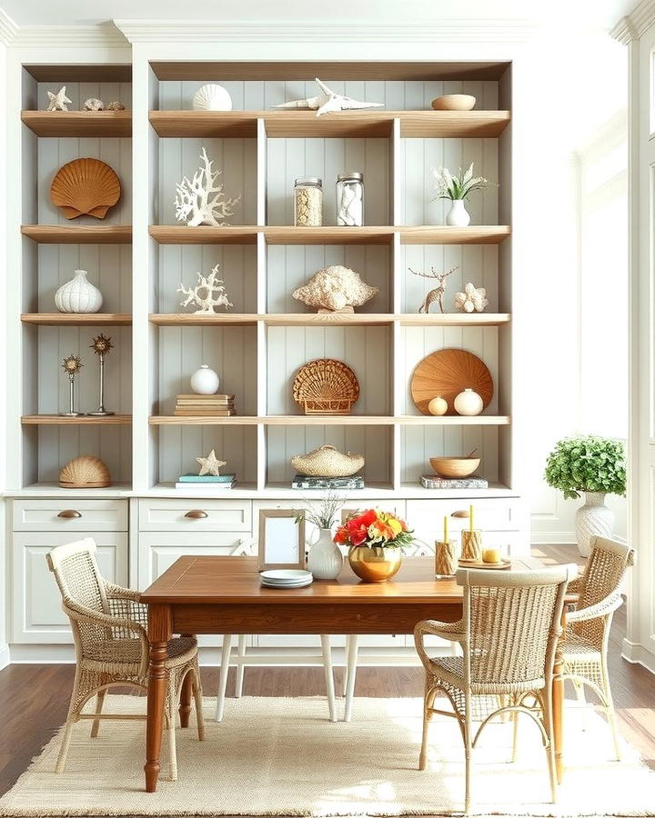 Open Shelving with Beachy Decor