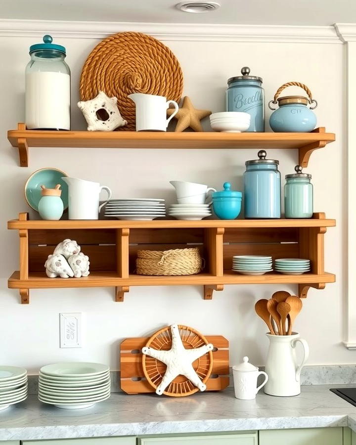 Open Shelving with Coastal Decor