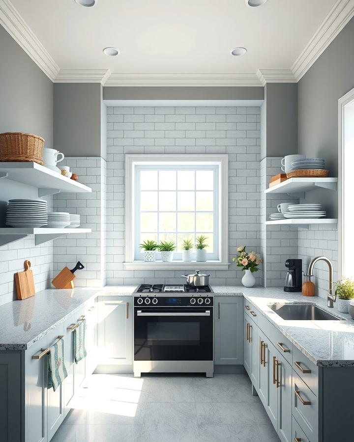 Open Shelving with Grey Accents