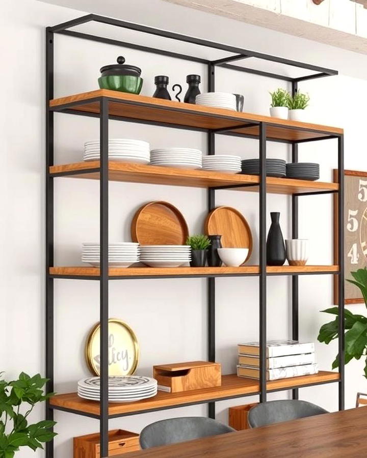 Open Shelving with Metal Frames