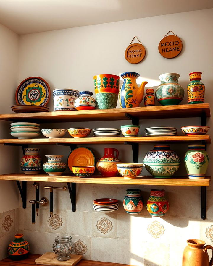 Open Shelving with Mexican Pottery