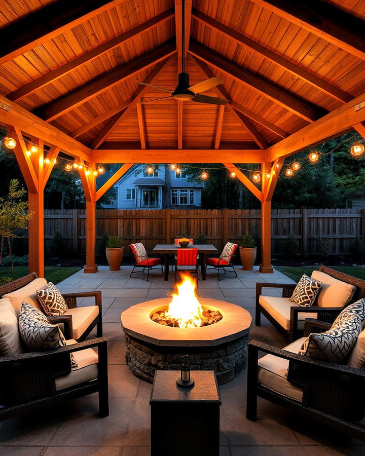 Open Side Pavilion With Fire Pit