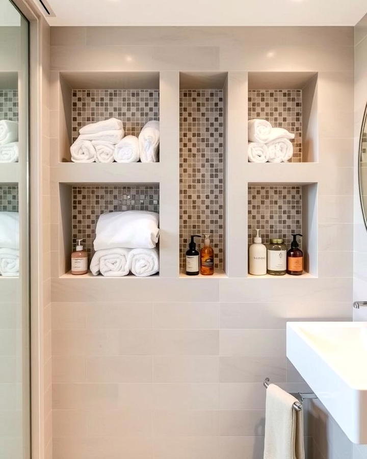 Open Storage Niches in Bathrooms