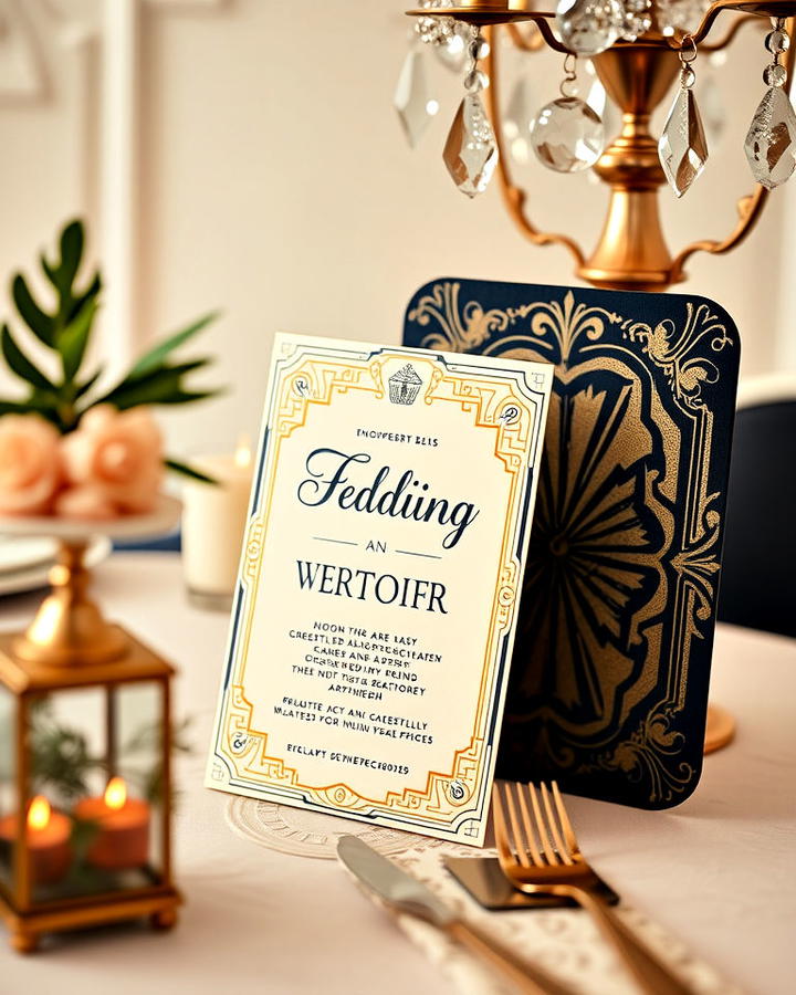 Opulent Art Deco Gatsby Wedding Invitation