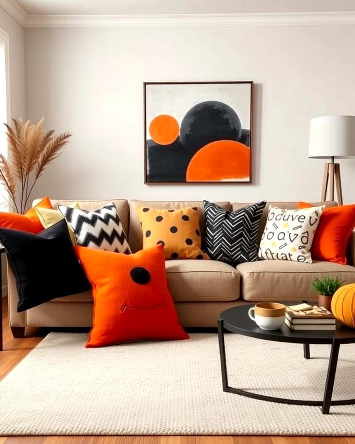 Orange and Black Throw Pillows