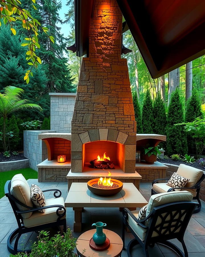 Outdoor Faux Stone Fireplace