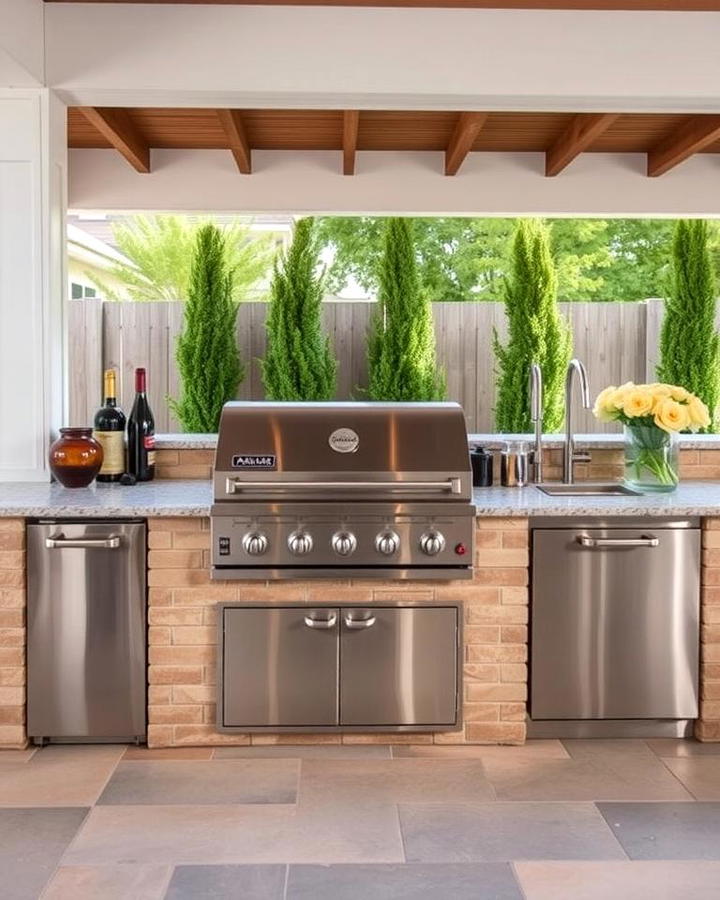 Outdoor Kitchen with a Built In Grill