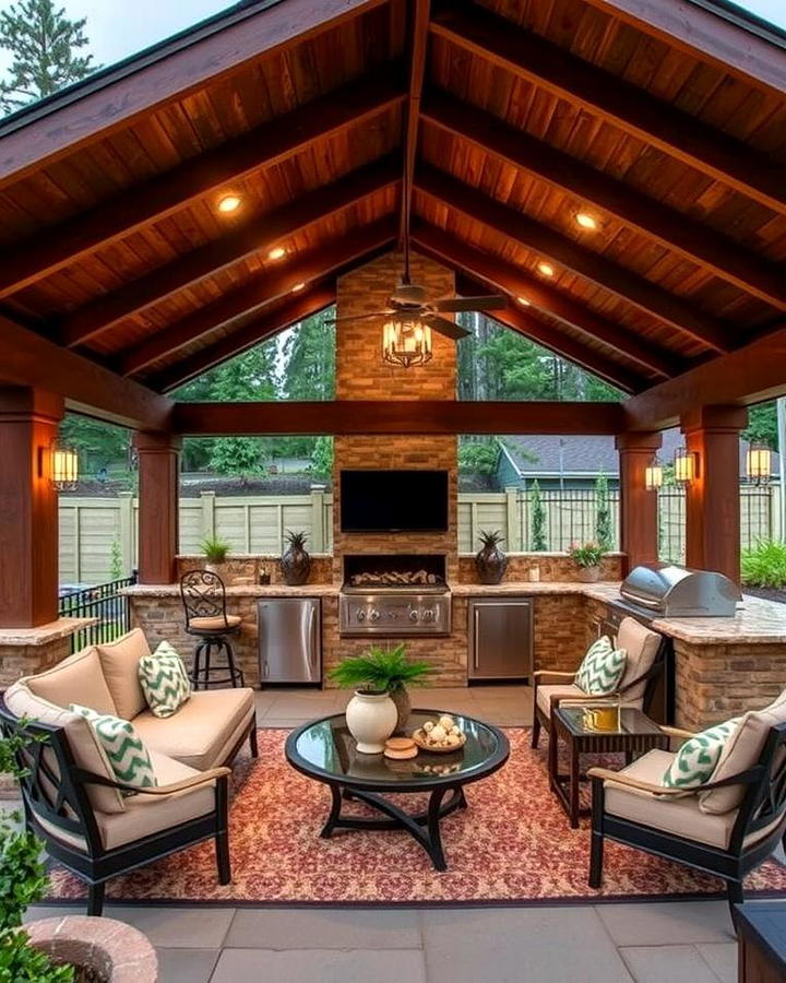 Outdoor Kitchen with a Covered Patio