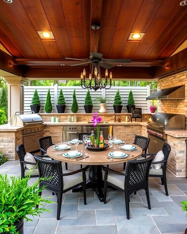 Outdoor Kitchen with a Dining Area