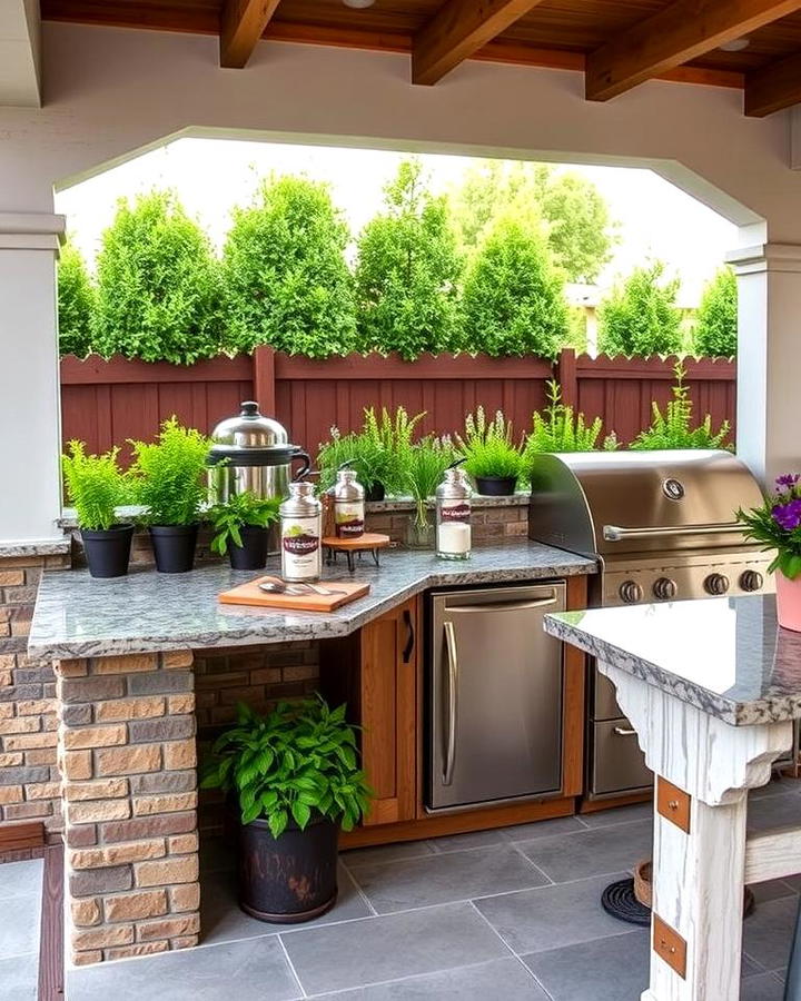 Outdoor Kitchen with a Herb Garden